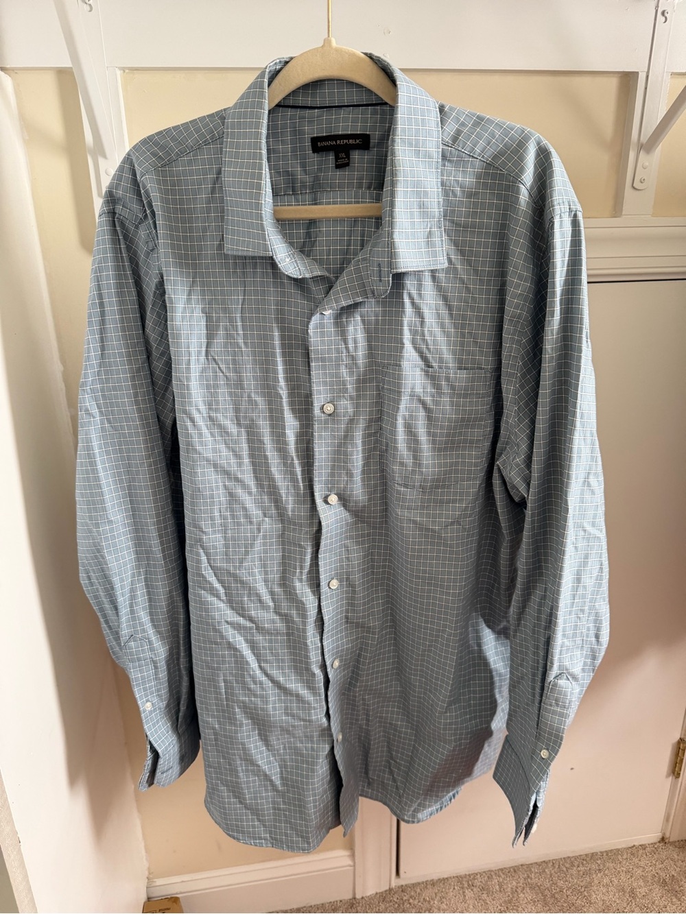 Men's Banana Republic Blue and White Button Down Shirt Size XXL